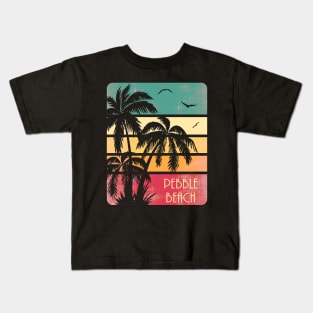 Pebble Beach Vintage Sunset Kids T-Shirt